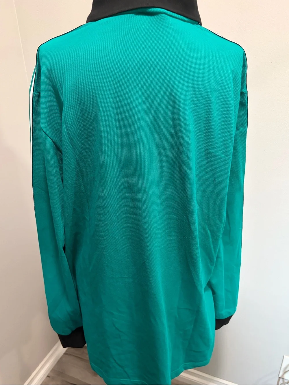 adidas Teal Long-Sleeve Liverpool Polo with Black Collar